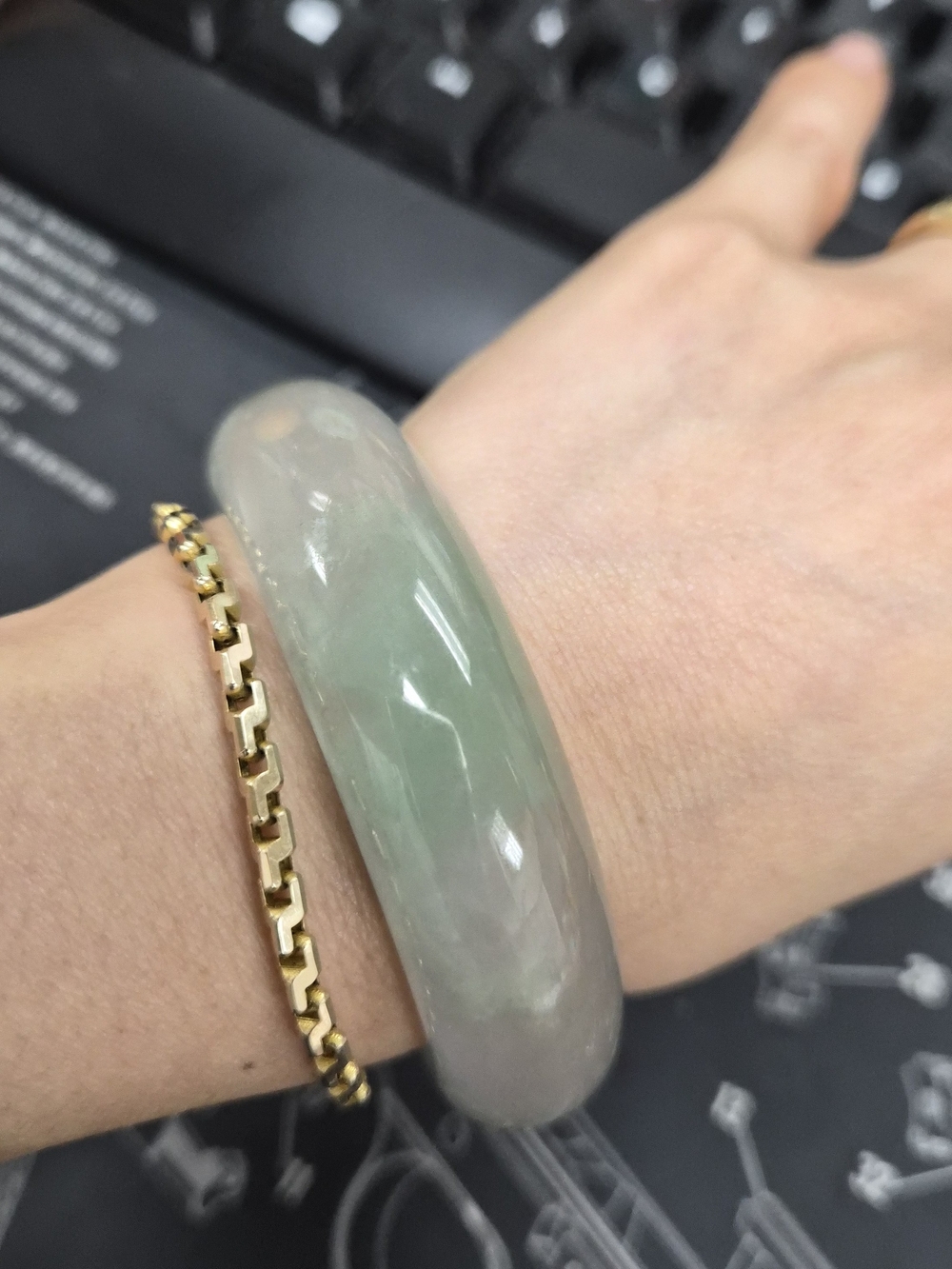 Rare Thick Myanmar Jade Bangle - Pear Color